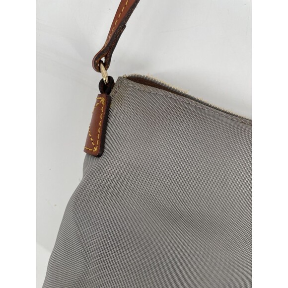 Dooney & Bourke Womens Pouchette Nylon Crossbody Bag Purse Gray Leather Brown - Picture 8 of 16